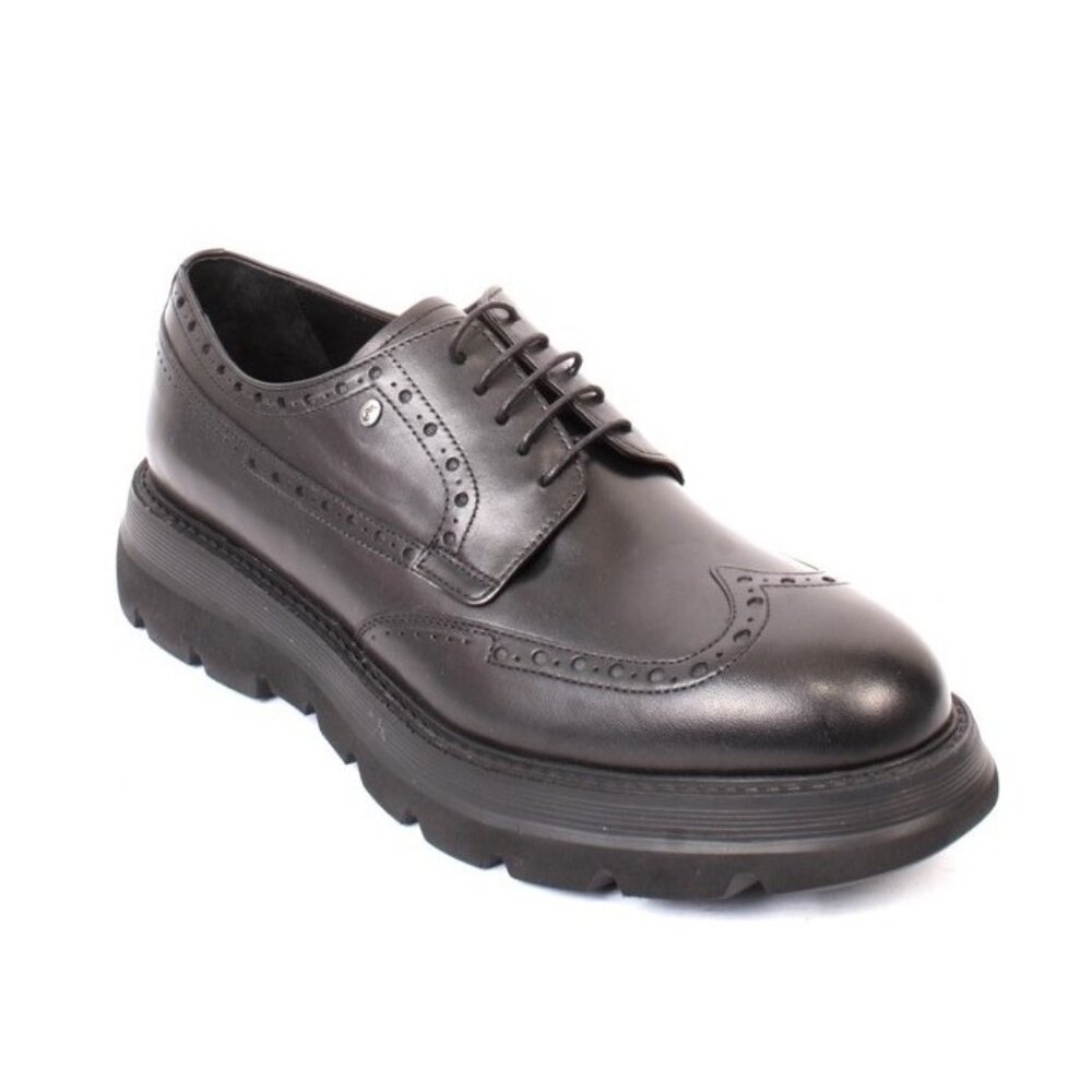 ROBERTO SERPENTINI 7311 Black Leather Lace-Up Classic Shoes